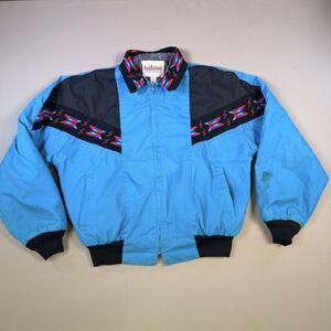 VTG Saddlebrook Aztec Bomber Jacket  Med Blanket Lined USA Westernwear Coat Teal